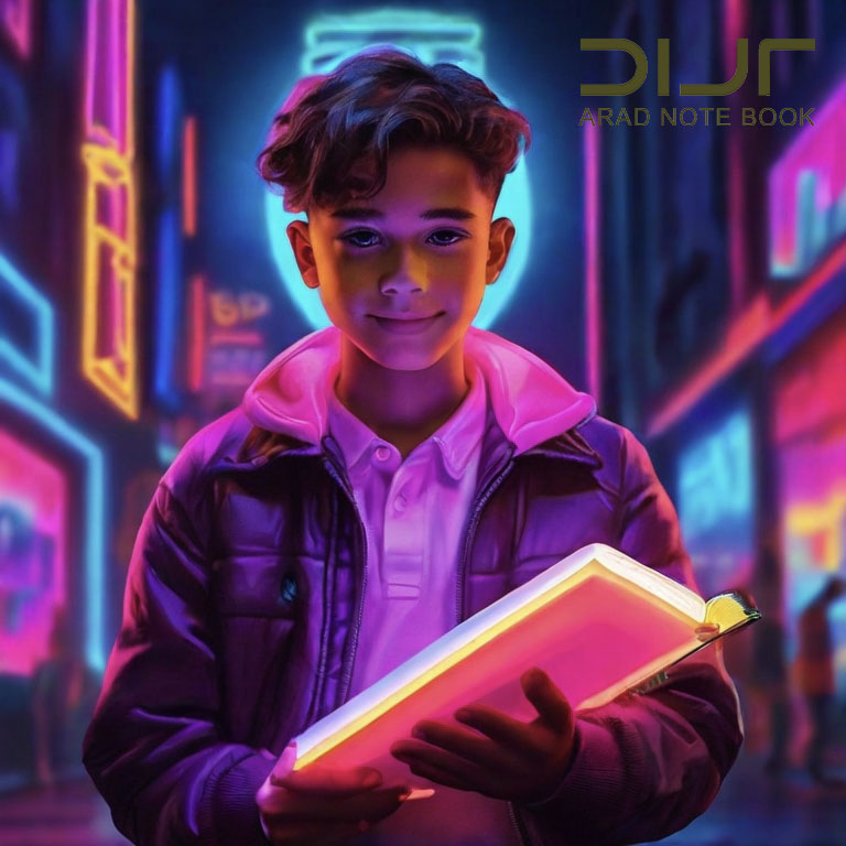 Default A boy holding a Fluorescent notebooks of the guiding v 1 copy